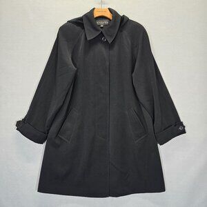 Gallery Classic Long Trench Coat Womens Small Black Hooded Lined Capsule Heavy